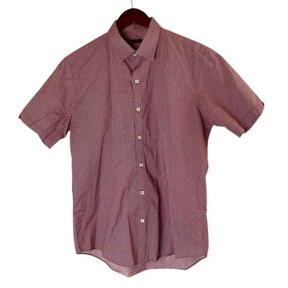 ZACHARY PRELL Geometric Print Short Sleeve 100% Cotton Shirt Size M - Picture 1 of 7